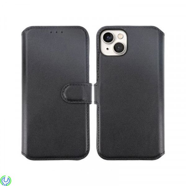 iPhone 15 Plus Plånboksfodral i Äkta Läder Rvelon - Svart, Ett plånboksfodral som håller en förstklassig standard., iPhone 15 mo