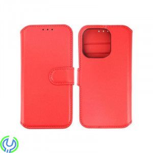 iPhone 15 Pro Max Plånboksfodral i äkta Läder - Röd, Ett plånboksfodral som håller en förstklassig standard., iPhone 15 modeller