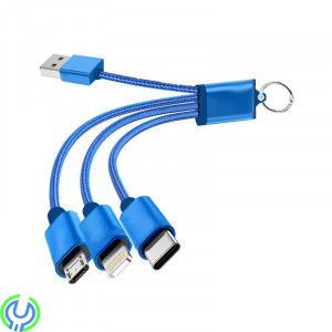 3 in 1 Snabbladdningskabel, LIGHTNING, TYP-C,  MICRO USB  blå, 3 in 1 Snabbladdningskabel, TYPE C, , Elgruvan