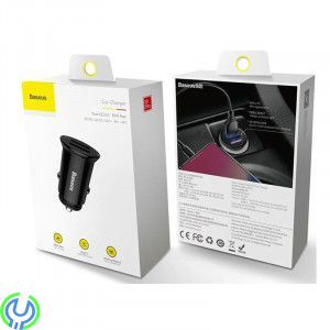 Baseus Circular Billaddare 2x USB, 30W - Svart, Smart billaddare med 2 USB-portar., Adapter, , Baseus