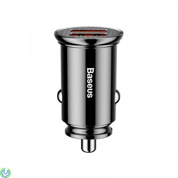 Baseus Circular Billaddare 2x USB, 30W - Svart, Smart billaddare med 2 USB-portar., Adapter, , Baseus
