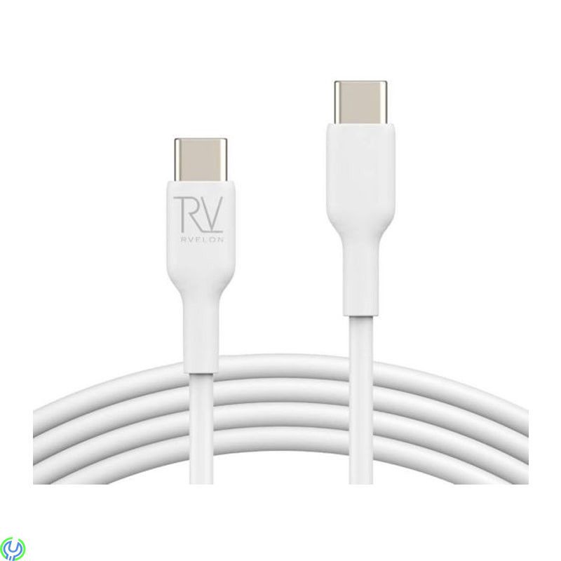 Rvelon USB-C till USB-C Kabel 2m - Vit, Hög överföringshastighet, TYPE C, , RVELON