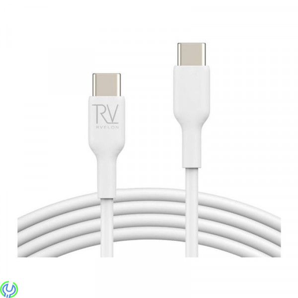 Rvelon USB-C till USB-C Kabel 2m - Vit, Hög överföringshastighet, TYPE C, , RVELON
