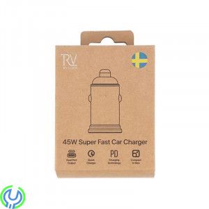 Rvelon 45W USB TYP C PD3.0 &USB A QC3.0 Billaddare Svart, 45W USB TYP C Billaddare, Adapter, , RVELON