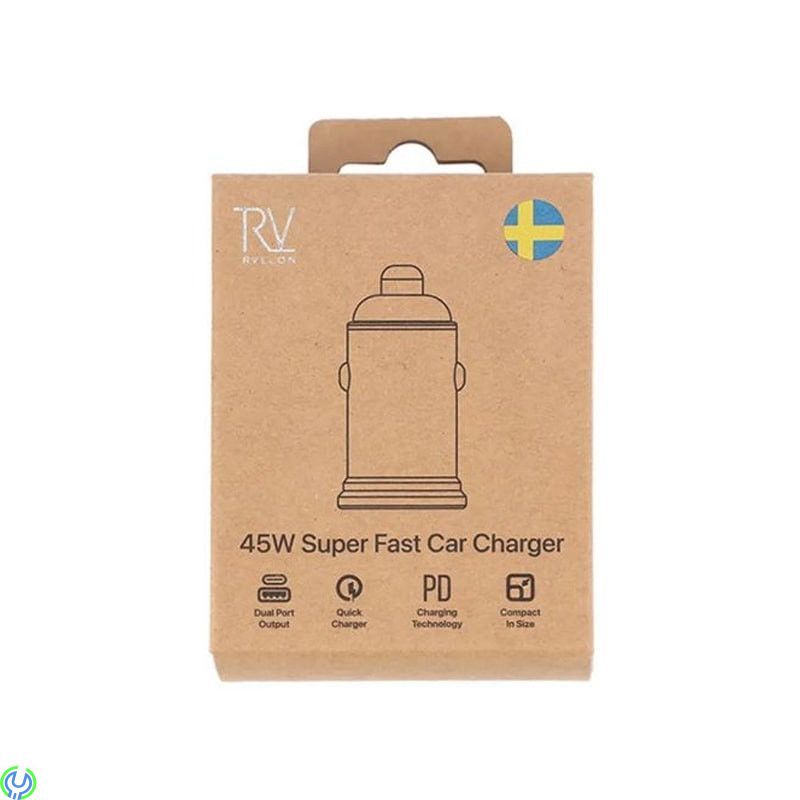 Rvelon 45W USB TYP C PD3.0 &USB A QC3.0 Billaddare Svart, 45W USB TYP C Billaddare, Adapter, , RVELON