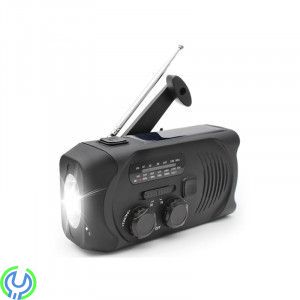 SIGN VEVRADIO MED SOLCELLER, FICKLAMPA OCH POWERBANK, Multifunktionell nödradio med Solceller och 2000mAh Powerbank, Tillbehör, 