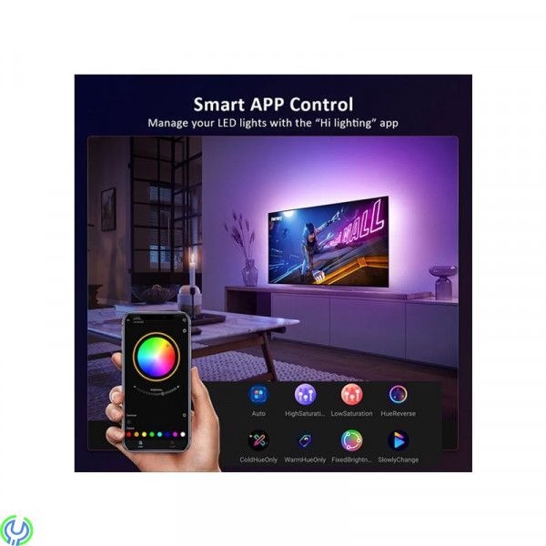 Plug & Play HDMI Sync Box, Kit med 5 m LED-list 75-85", Led Strip-ljus för HDMI-enheter Färg Sync - APP kontroll , Ljud & bild, 