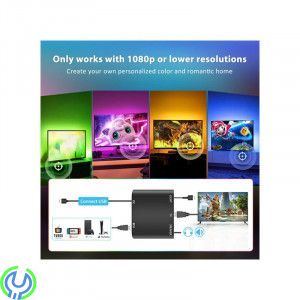 Plug & Play HDMI Sync Box, Kit med 5 m LED-list 75-85", Led Strip-ljus för HDMI-enheter Färg Sync - APP kontroll , Ljud & bild, 