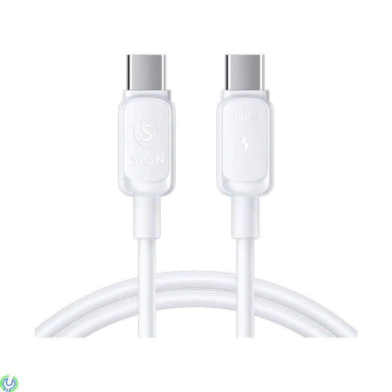 SiGN USB-C till USB-C Kabel 100W, 2m - Vit, SiGN-kabeln är en riktig njutning för snabbladdningsentusiaster, TYPE C, , SIGN