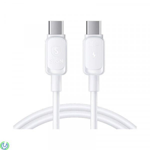 SiGN USB-C till USB-C Kabel 100W, 2m - Vit, SiGN-kabeln är en riktig njutning för snabbladdningsentusiaster, TYPE C, , SIGN