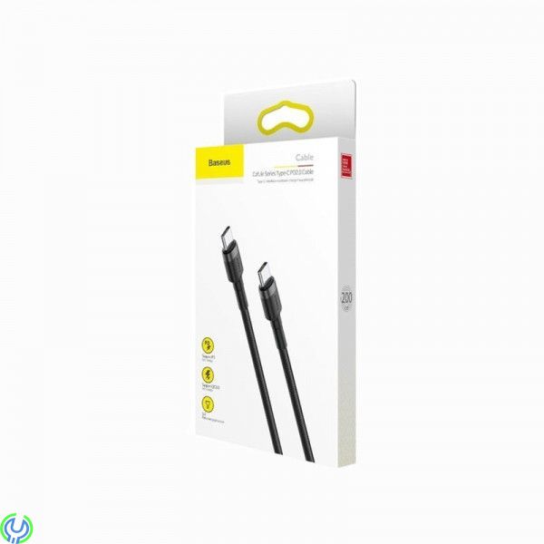 Baseus Cafule-kabel USB-C PD 2.0 QC 3.0 60W 1m, svart, Slitstark USB-C PD / USB-C PD-kabel med nylonfläta, TYPE C, , Baseus