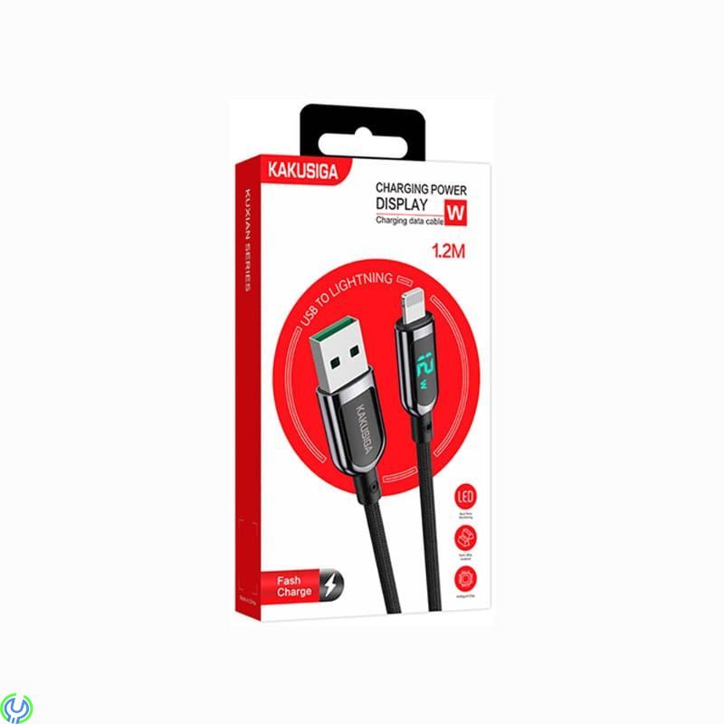 USB - Lightning Kabel 12W 5A 1,2m Kakusiga (KSC-599) svart, USB - Lightning Kabel 12W 5A 1,2m LED Digital Display, Lightning, , 