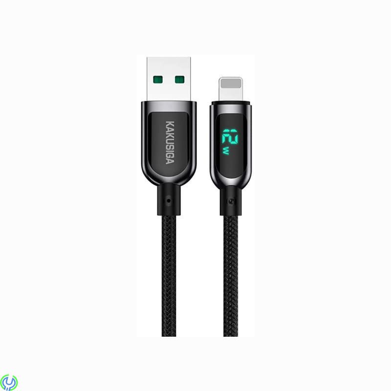 USB - Lightning Kabel 12W 5A 1,2m Kakusiga (KSC-599) svart, USB - Lightning Kabel 12W 5A 1,2m LED Digital Display, Lightning, , 