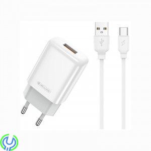 Väggladdare 2.4A USB + Kabel USB - USB-C Jellico EU01 vit, Väggladdare 2.4A USB + Kabel USB - USB-C, Adapter, , Jellico