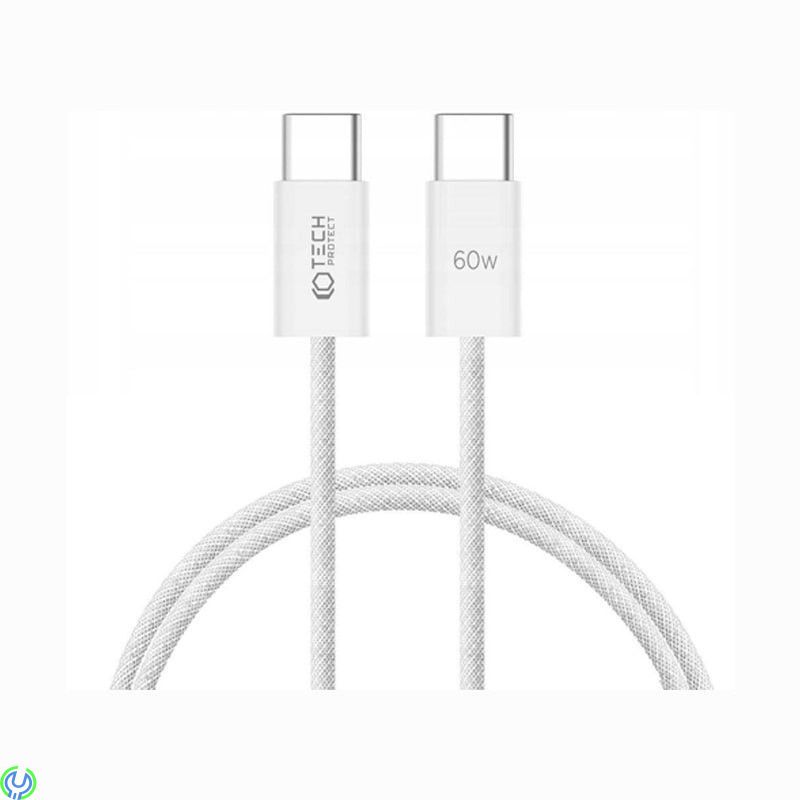 Kabel 3A PD60W 1m USB-C - USB-C Tech-Protect Ultraboost vit, 1m USB-C - USB-C Tech-Protect Ultraboost , TYPE C, , Tech