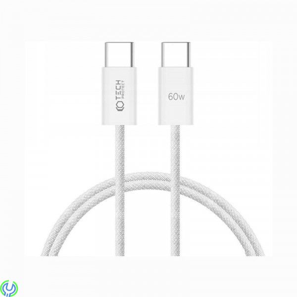 Kabel 3A PD60W 1m USB-C - USB-C Tech-Protect Ultraboost vit, 1m USB-C - USB-C Tech-Protect Ultraboost , TYPE C, , Tech