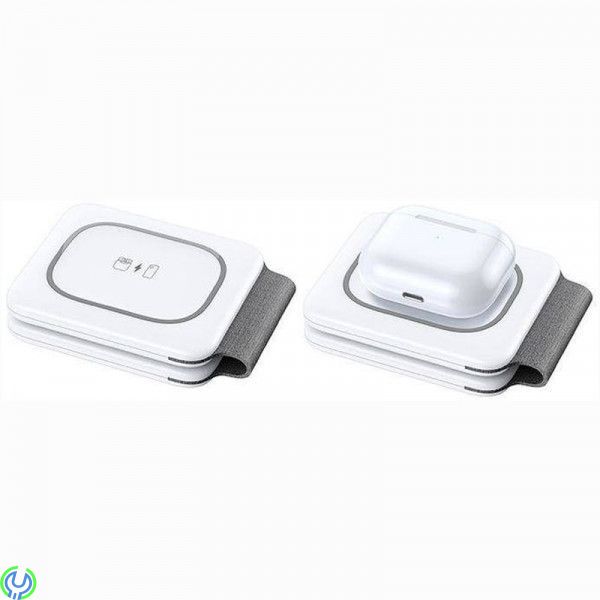 MagSafe trådlösa 3-i-1 Vikbar trådlös laddare- Vit, Magnetisk trådlös Laddare Remax Multi Function Uswon hopfällbar, Trådlösa, ,
