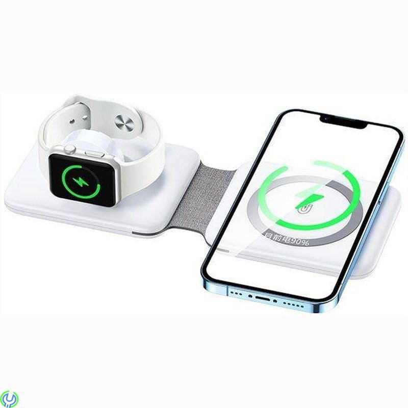 MagSafe trådlösa 3-i-1 Vikbar trådlös laddare- Vit, Magnetisk trådlös Laddare Remax Multi Function Uswon hopfällbar, Trådlösa, ,