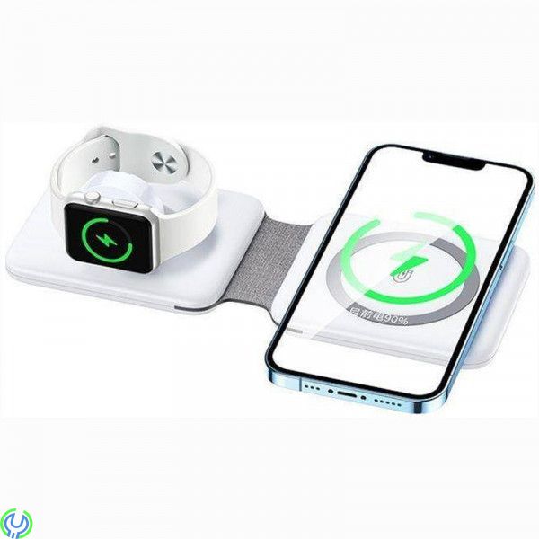 MagSafe trådlösa 3-i-1 Vikbar trådlös laddare- Vit, Magnetisk trådlös Laddare Remax Multi Function Uswon hopfällbar, Trådlösa, ,
