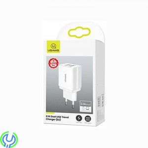 USAMS Strömadapter T24 US-CC090, 2x USB, 2.1A, Vit, USAMS väggladdare T24 US-CC090, 2x USB, 2.1A, vit, Adapter, , USAMS