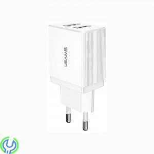 USAMS Strömadapter T24 US-CC090, 2x USB, 2.1A, Vit, USAMS väggladdare T24 US-CC090, 2x USB, 2.1A, vit, Adapter, , USAMS