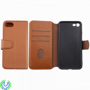 iPhone 7/8/SE 2020 Plånboksfodral med Extra Kortfack Rvelon - Guldbrun, Plånbok fodral i äkta läder för iPhone 7/8/SE 2020 Brun,