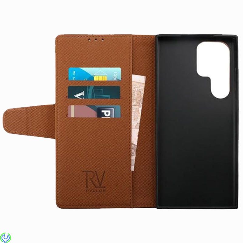 Samsung Galaxy S23 Ultra Plånboksfodral Extra Kortfack Rvelon - Brun, Galaxy S23 Ultra Plånboksfodral, Galaxy S23 Ultra, , RVELO