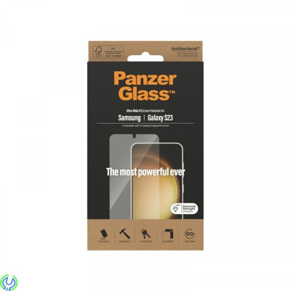 PanzerGlass Galaxy S23 Skärmskydd Ultra Wide Fit Genomskinligt, PanzerGlass - Tempered Glass UWF AB för Samsung Galaxy S23, Gala