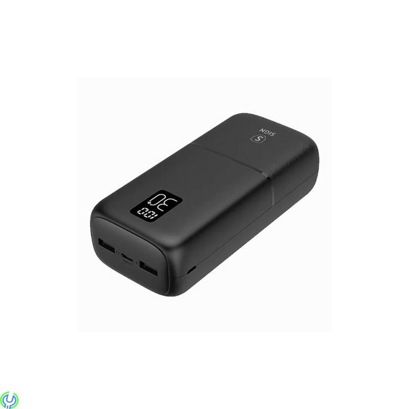 SiGN Powerbank 30,000mAh USB-C & USB-A, SiGN Powerbank 30,000 mAh Dual Output, 2,1A - Svart, Mobilskal/ Laddare, , SIGN