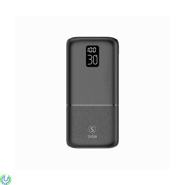 SiGN Powerbank 30,000mAh USB-C & USB-A, SiGN Powerbank 30,000 mAh Dual Output, 2,1A - Svart, Mobilskal/ Laddare, , SIGN