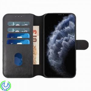 iPhone 12/12 Pro Plånboksfodral Magnet Rvelon - Svart, RV Plånbok i äkta läder för iPhone 12 Svart, iPhone 12/ 12 Pro, , RVELON