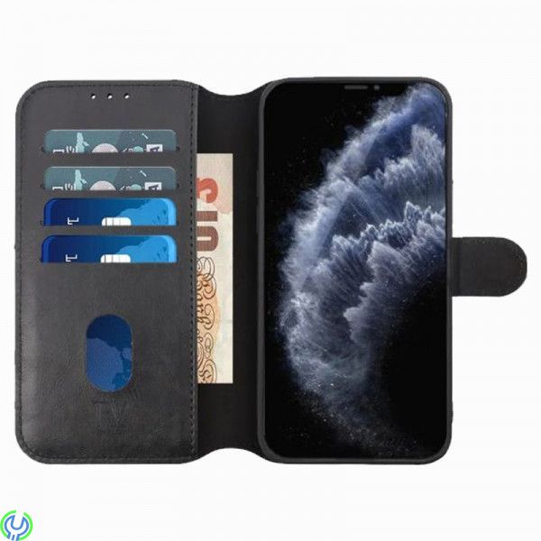 iPhone 12/12 Pro Plånboksfodral Magnet Rvelon - Svart, RV Plånbok i äkta läder för iPhone 12 Svart, iPhone 12/ 12 Pro, , RVELON