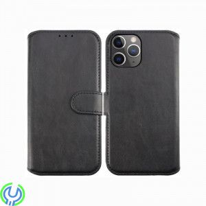 iPhone 12/12 Pro Plånboksfodral Magnet Rvelon - Svart, RV Plånbok i äkta läder för iPhone 12 Svart, iPhone 12/ 12 Pro, , RVELON