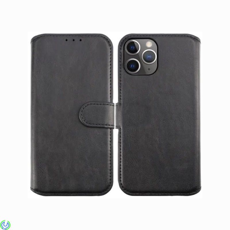 iPhone 12/12 Pro Plånboksfodral Magnet Rvelon - Svart, RV Plånbok i äkta läder för iPhone 12 Svart, iPhone 12/ 12 Pro, , RVELON