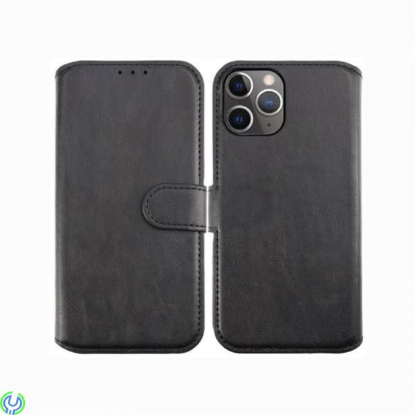 iPhone 12/12 Pro Plånboksfodral Magnet Rvelon - Svart, RV Plånbok i äkta läder för iPhone 12 Svart, iPhone 12/ 12 Pro, , RVELON