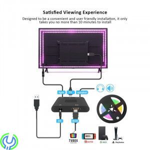 Plug & Play HDMI Sync Box, Kit med 5 m LED-list 75-85", Led Strip-ljus för HDMI-enheter Färg Sync - APP kontroll , Ljud & bild, 