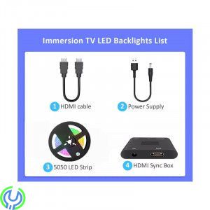 Plug & Play HDMI Sync Box, Kit med 5 m LED-list 75-85", Led Strip-ljus för HDMI-enheter Färg Sync - APP kontroll , Ljud & bild, 