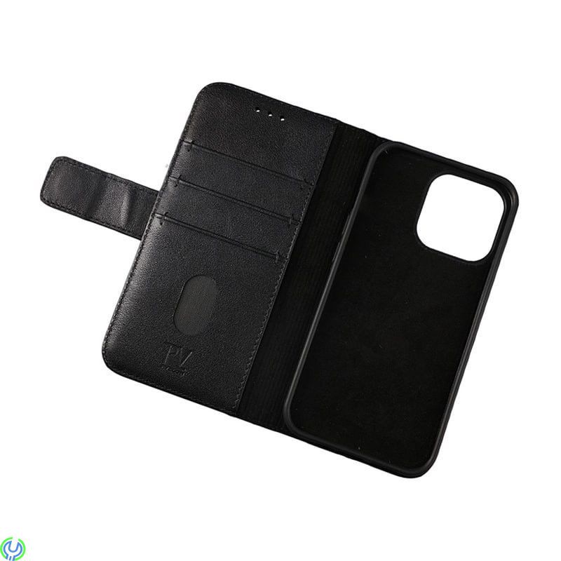 Plånboksfodral i äkta läder för iPhone 14 Svart, iPhone 14 Plånboksfodral i äkta läder., iPhone 14 modeller, , RVELON