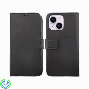 Plånboksfodral i äkta läder för iPhone 14 Svart, iPhone 14 Plånboksfodral i äkta läder., iPhone 14 modeller, , RVELON