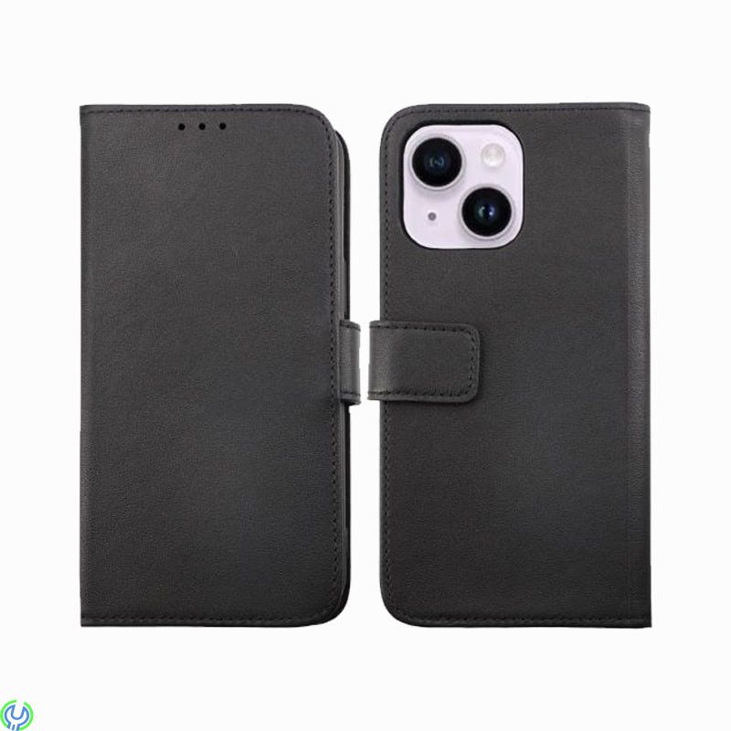 Plånboksfodral i äkta läder för iPhone 14 Svart, iPhone 14 Plånboksfodral i äkta läder., iPhone 14 modeller, , RVELON