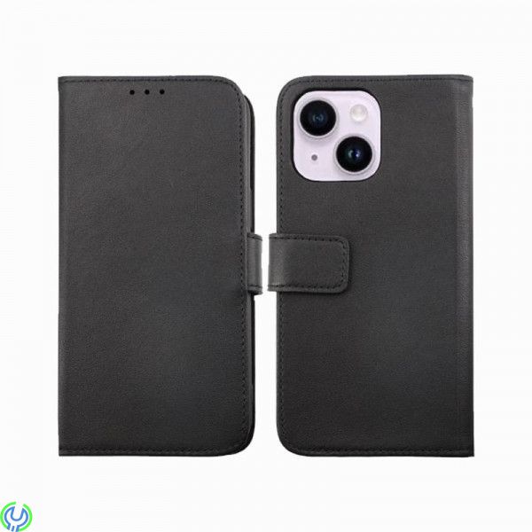 Plånboksfodral i äkta läder för iPhone 14 Svart, iPhone 14 Plånboksfodral i äkta läder., iPhone 14 modeller, , RVELON
