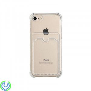 iPhone 7/8/SE Stöttåligt Skal med Korthållare - Transparent, iPhone 7/8/SE (2020/2022) Stöttåligt Skal med Korthållare, iPhone 7