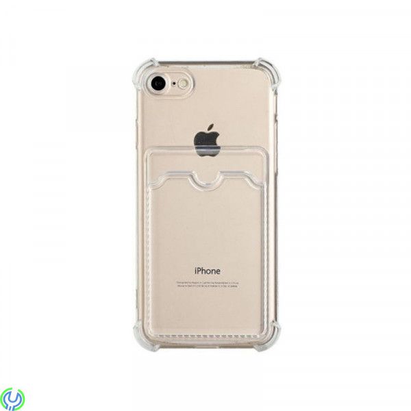 iPhone 7/8/SE Stöttåligt Skal med Korthållare - Transparent, iPhone 7/8/SE (2020/2022) Stöttåligt Skal med Korthållare, iPhone 7