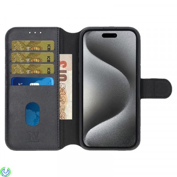 iPhone 16 Pro Plånboksfodral Äkta Läder Rvelon - Svart, Plånboksfodral Äkta Läder iPhone 16 Pro, iPhone 16 Pro, , RVELON