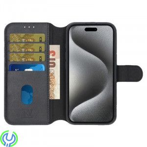 iPhone 16 Pro Max Plånboksfodral Äkta Läder Rvelon - Svart, Plånboksfodral Äkta Läder iPhone 16 Pro Max, iPhone 16 modeller, , R