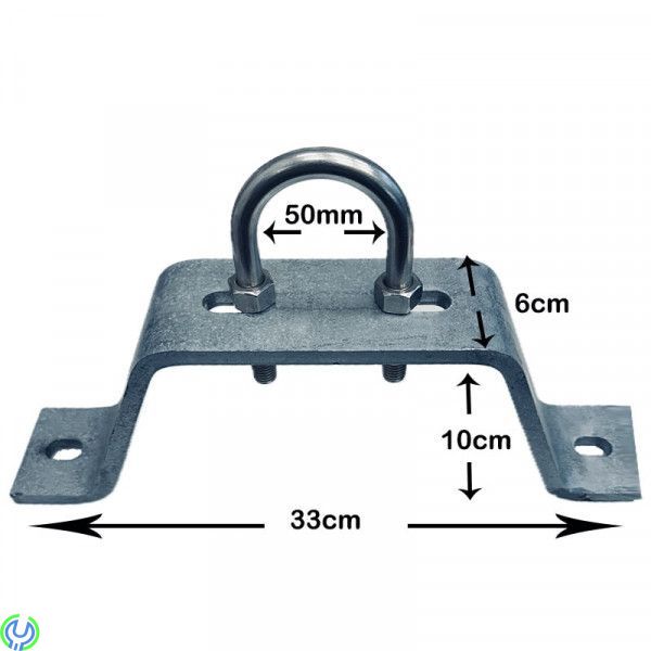 GALVANISERAT kraftig Väggfäste/stolpe 50 mm, Kraftigt varmgalvat fäste, avsett för maströr upp till 50 mm, Nockfäste / Gavelfäst