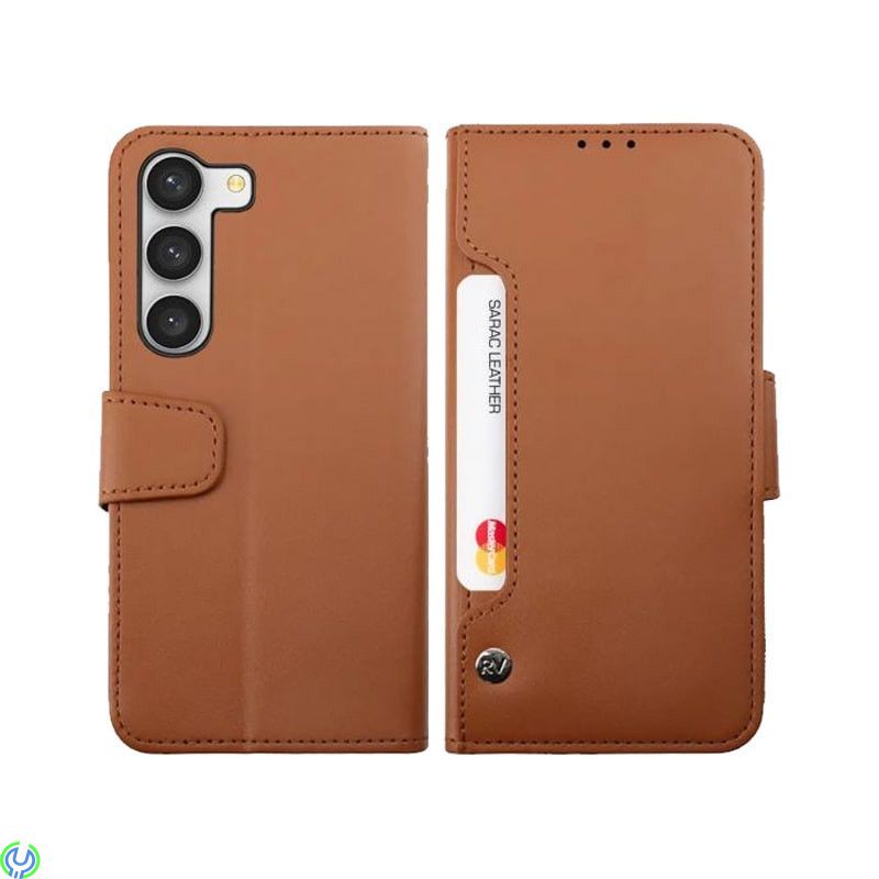 Samsung Galaxy S23 Plånboksfodral Rvelon - Brun, Plånboksfodral med 6 Extra Kortfack, Galaxy S23, , RVELON
