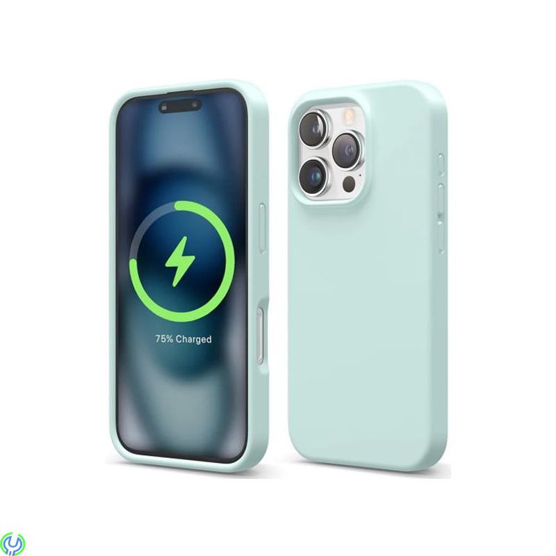 iPhone 16 Pro Mobilskal Silikon Magnet Rvelon - Grön, Silikonskal till iPhone 16 Pro med MagSafe, iPhone 16 modeller, , RVELON