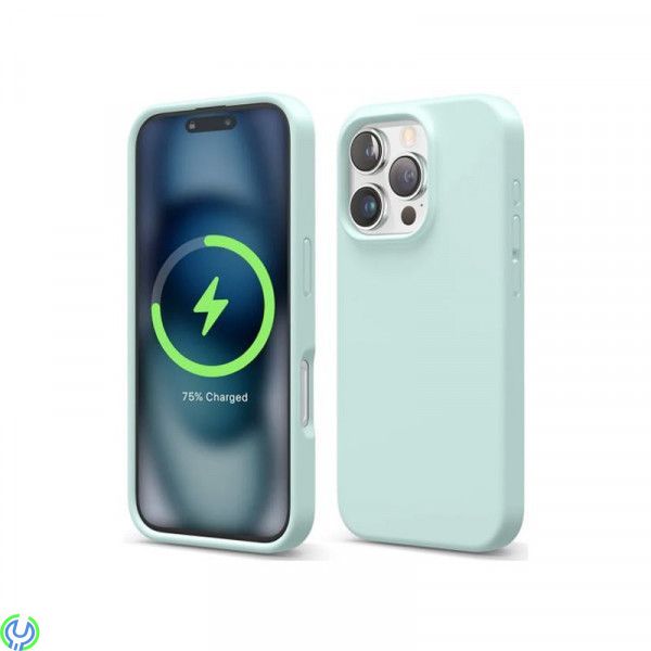 iPhone 16 Pro Mobilskal Silikon Magnet Rvelon - Grön, Silikonskal till iPhone 16 Pro med MagSafe, iPhone 16 modeller, , RVELON