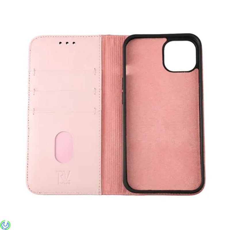 iPhone 13 Plånboksfodral Läder Rvelon - Rosa, Läder plånboksfodral till iPhone 13, iPhone 13 modeller, , RVELON